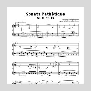 SIMPLIFIED Sonata Pathétique (Easier Key) | Intermediate Beethoven Piano Sheet Music - Printable PDF