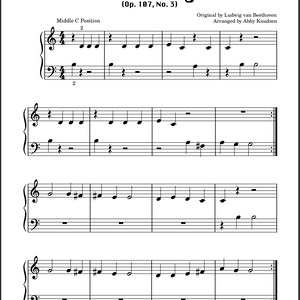 Primer Level Beethoven Set Easy Piano Sheet Music Printable PDF - Etsy