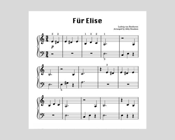 BEGINNER Fur Elise | Easy Beethoven Piano Sheet Music - Printable PDF