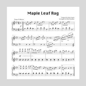 VEREINFACHTES Ahornblatt-Lappen | Ragtime Klaviernoten - Druckbare PDF-Datei