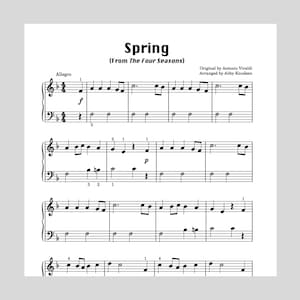 SIMPLIFIED Spring (From The Four Seasons) | Easy Vivaldi Piano Sheet Music - Printable PDF