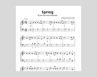 SIMPLIFIED Spring (From The Four Seasons) | Easy Vivaldi Piano Sheet Music - Printable PDF