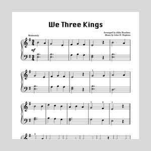Partitura para piano fácil de Navidad de Los tres reyes magos (PDF imprimible)
