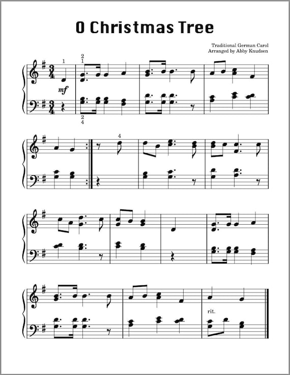 オー・クリスマス・ツリー | 簡単ピアノ楽譜 - 印刷可能なPDF - Etsy 日本