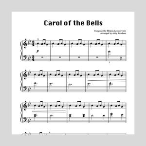 Villancico de las campanas / Partitura fácil para piano de Navidad - PDF imprimible