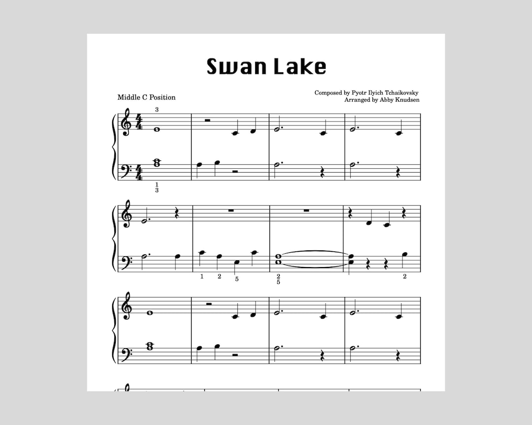 DÉBUTANT Le Lac des cygnes | Partitions pour piano facile - PDF