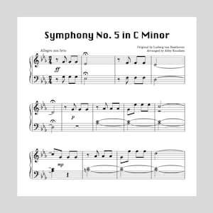 SIMPLIFIED Symphony No. 5 in C Minor | Easy Beethoven Piano Sheet Music - Printable PDF