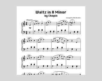 SIMPLIFIED Waltz in A Minor by Chopin | Easy Piano Sheet Music - Printable PDF
