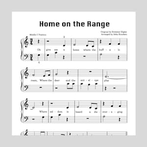 BEGINNER Home on the Range | Easy Piano Sheet Music - Printable PDF
