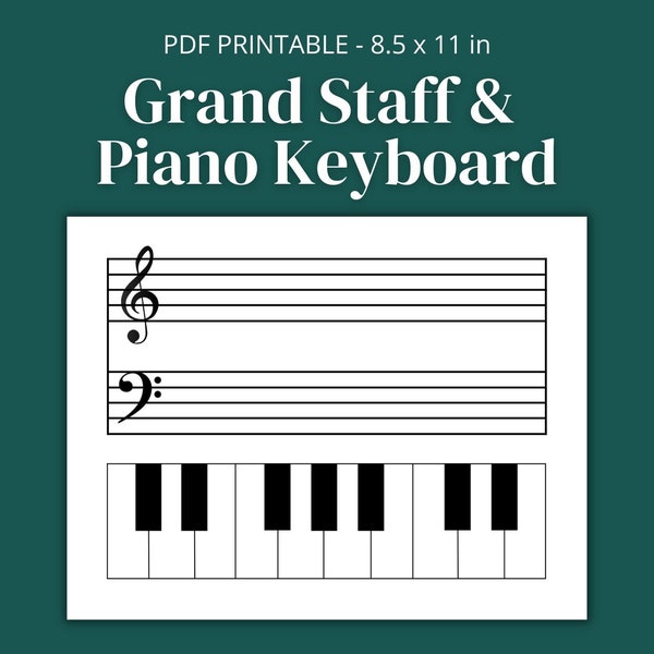 Piano Keyboard and Staff Printable Etsy