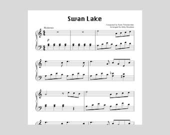 SIMPLIFIÉ Le Lac des cygnes | Partitions pour piano intermédiaire - PDF imprimable