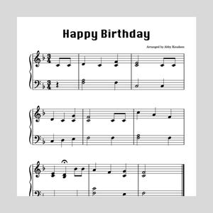 Alles Gute zum Geburtstag | EASY Klavier Noten - druckbare PDF-Datei