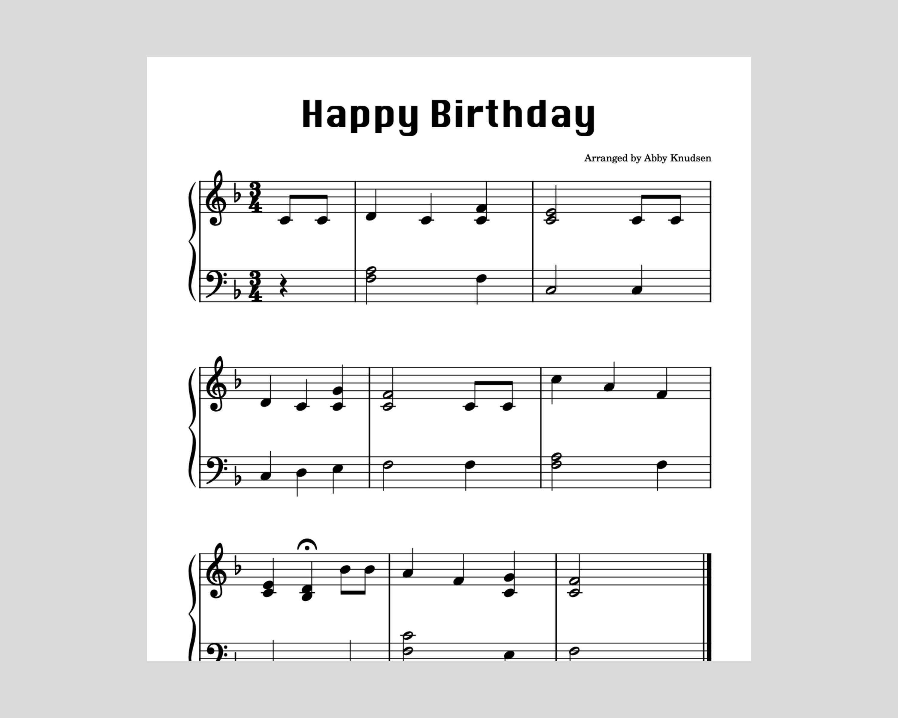 Happy Birthday | EASY Piano Sheet Music - Printable PDF