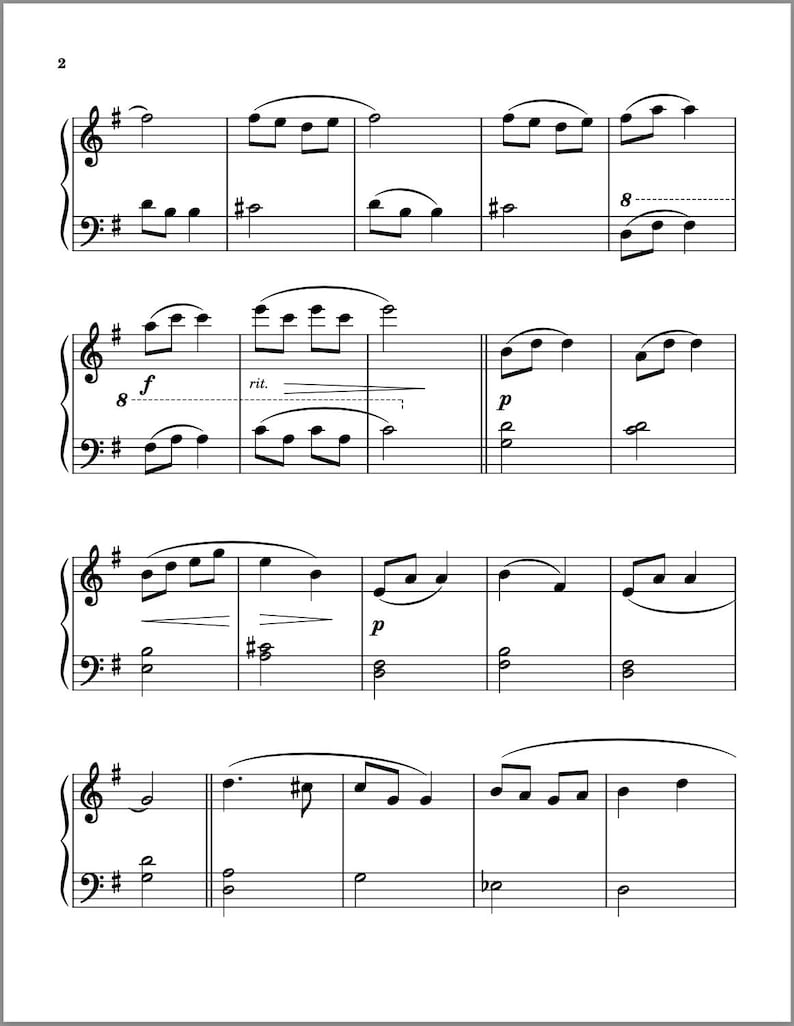 SIMPLIFIED to a Wild Rose | Easy Piano Sheet Music - Printable PDF - Etsy