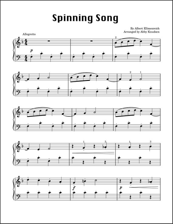 SIMPLIFIED Spinning Song | Easy Piano Sheet Music