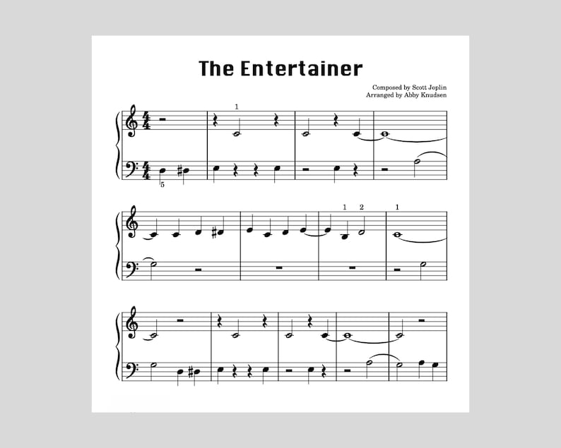BEGINNER the Entertainer | Easy Joplin Piano Sheet Music - Printable ...