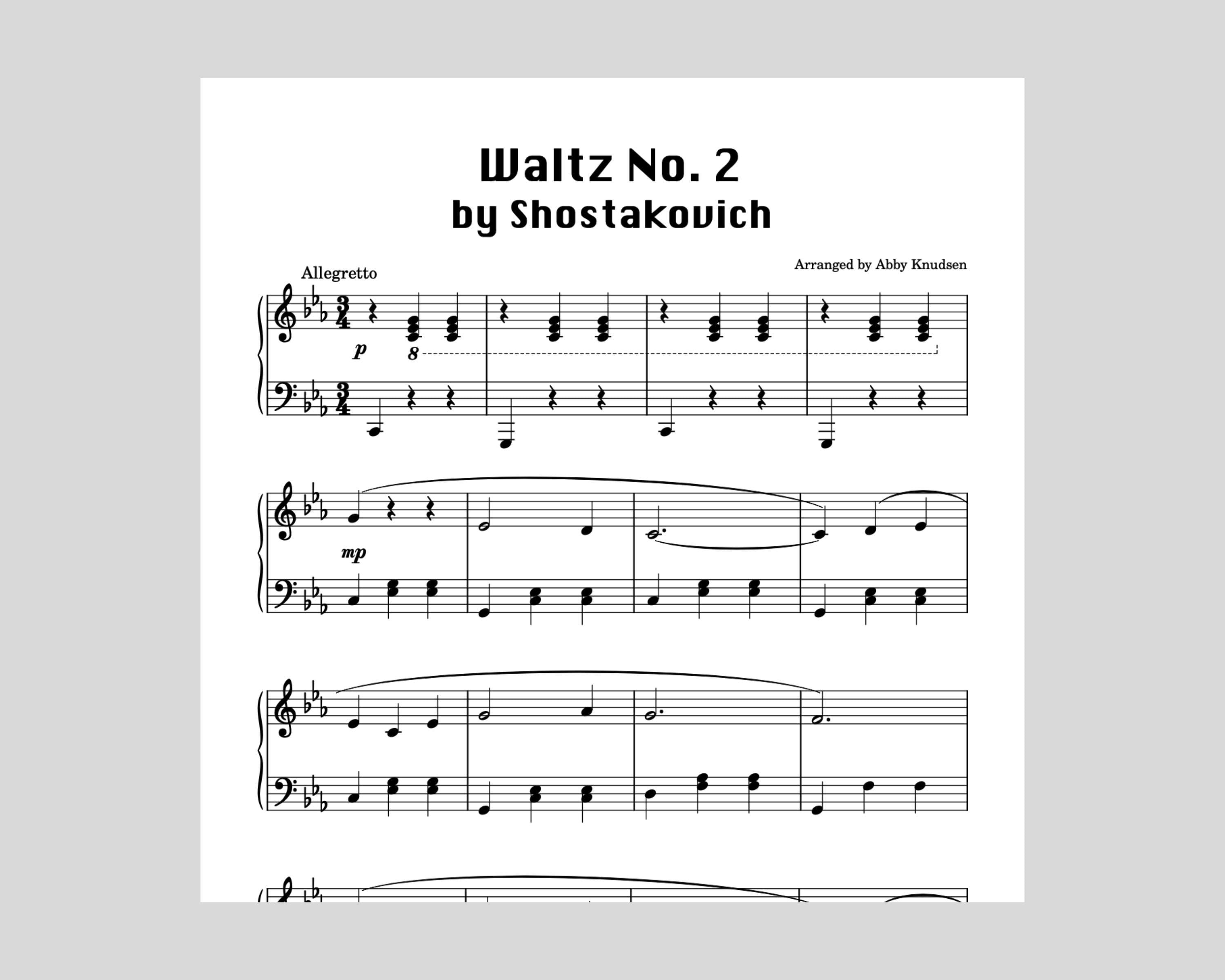 SIMPLIFIED Waltz No. 2 by Shostakovich | Piano Sheet Music