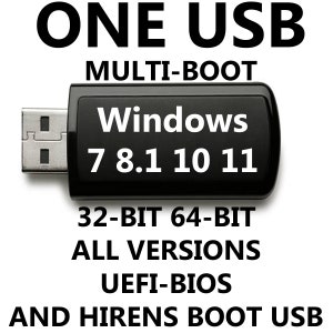 Windows USB Multiboot 7 8.1 10 11 32-Bit 64-Bit UEFI/BIOS