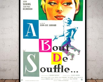Breathless - Vintage Movie Poster - French Cinema - Godard - Art Film - A Bout de Suffle - Printable Art