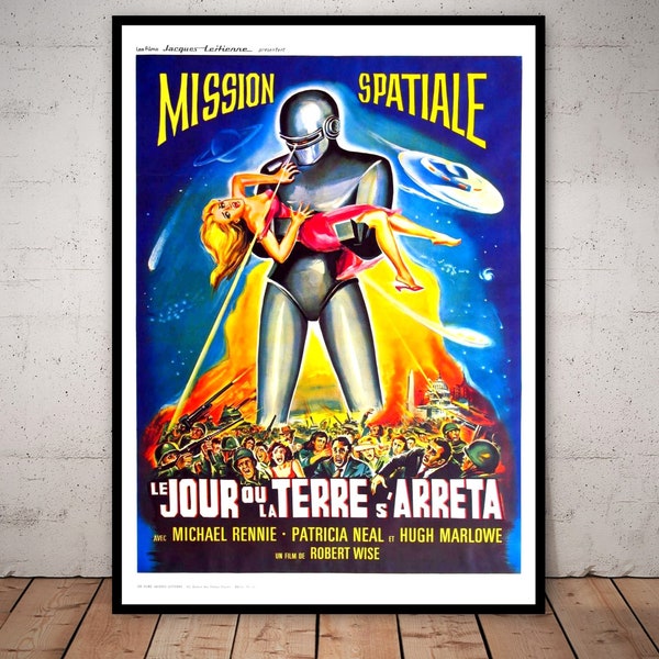 The Day the Earth Stood Still - Vintage Sci-fi Movie - French - Poster - Digital Download