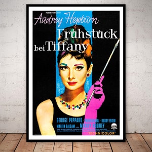 Breakfast at Tiffany&#39;s - Classic Movie Poster - German - Rare - Audrey Hepburn - A2 - A3 - A4 Sizes