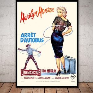Bus Stop - Vintage Movie Print - Marilyn Monroe - Digital - Printable Art - French Poster