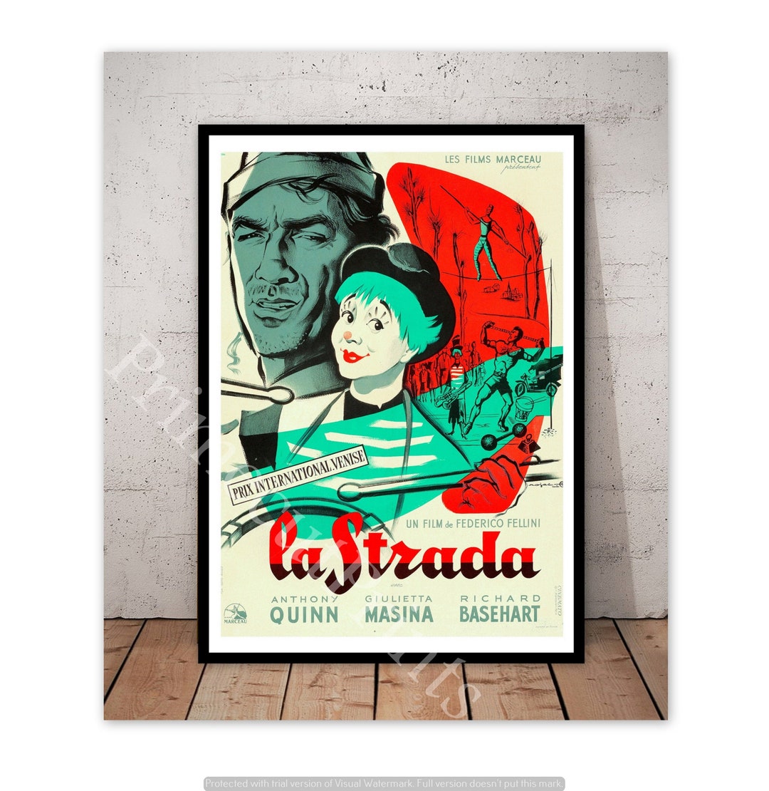 La Strada Vintage Danish Movie Poster Fellini 1954 Etsy