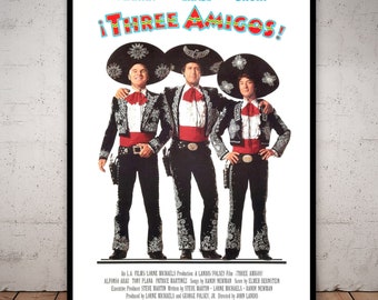 Three Amigos - Cartel de la película - Español - Steve Martin - Chevy Chase - Comedia clásica - 1980's