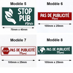 Plaque Stop Pub Différentes Tailles Et Couleurs à placer sur votre boite aux lettres ou entrée d'appartement image 3