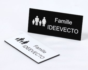 Plastic Mailbox Plate Family Size 80x35mm, door plate, weather and UV resistant nameplate