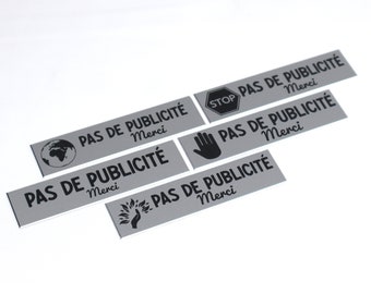 Plaque Stop Pub En Aluminium Argenté Et Gravé Pour Boite Aux Lettres 100mmx25mm, Solide et Résistante Aux Intempéries