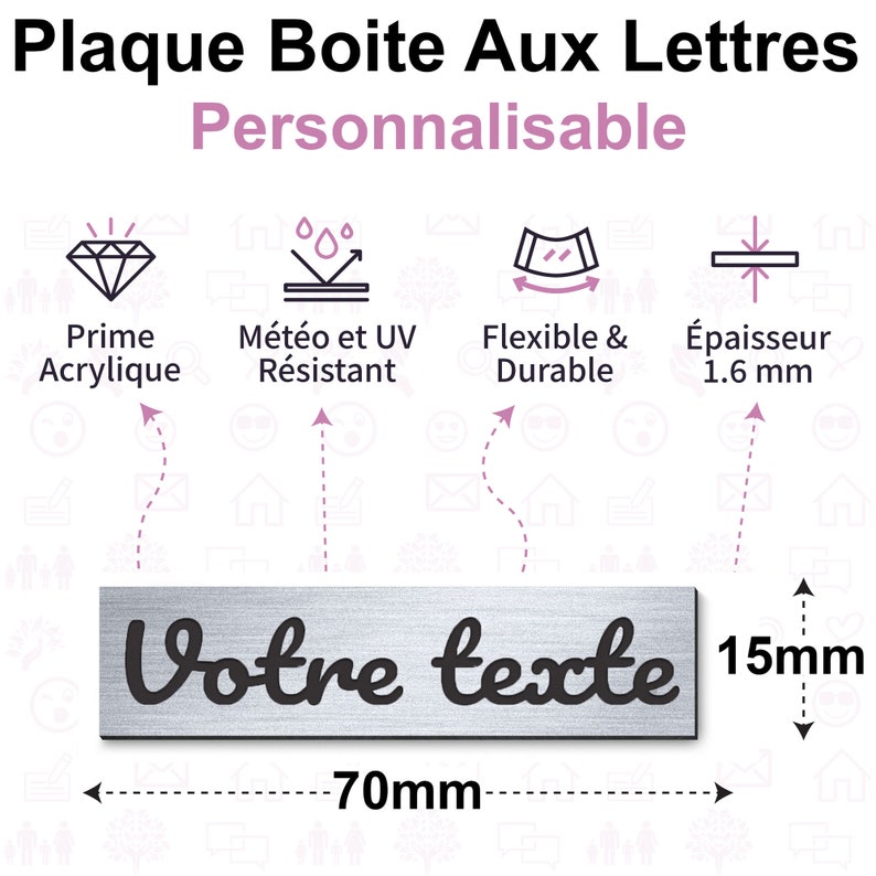 Plaque boite aux lettres personnalisable dimension 70x15mm