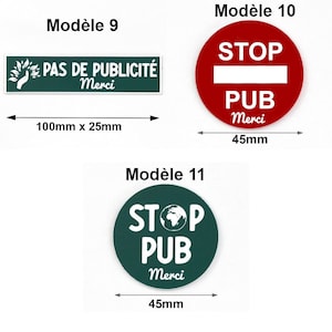 Plaque Stop Pub Différentes Tailles Et Couleurs à placer sur votre boite aux lettres ou entrée d'appartement image 4