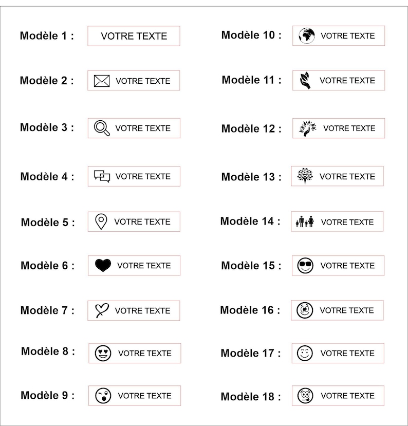 18 Modèles différents pour personnaliser la plaque