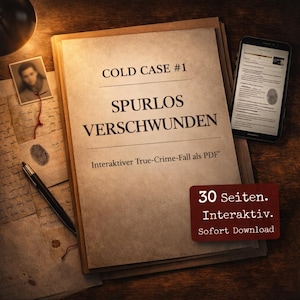 Cold Case: Spurlos verschwunden – True Crime Ermittlungsakte | Detektiv Spiel zum Ausdrucken | Für Erwachsene