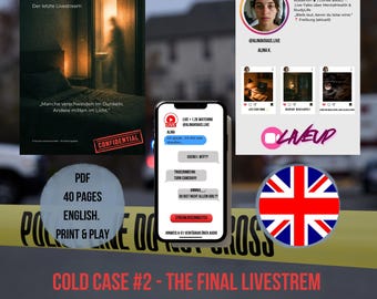 Cold Case #2 – The Last Livestream | True Crime Game Printable | Investigation File PDF | Mystery Puzzle | Escape Game at Home | English