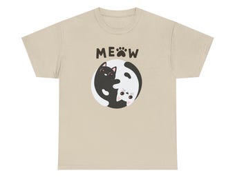Maglietta grafica con gatto divertente "Miao" - Maglietta unisex in cotone