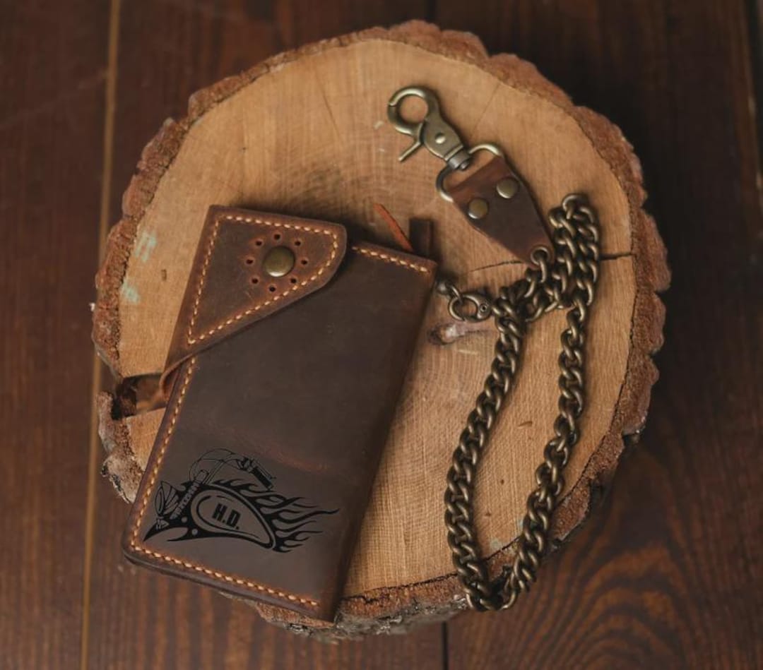 Custom Biker Wallets Personalized Leather Biker Wallet With Chain: Handmade, Customizable - Etsy