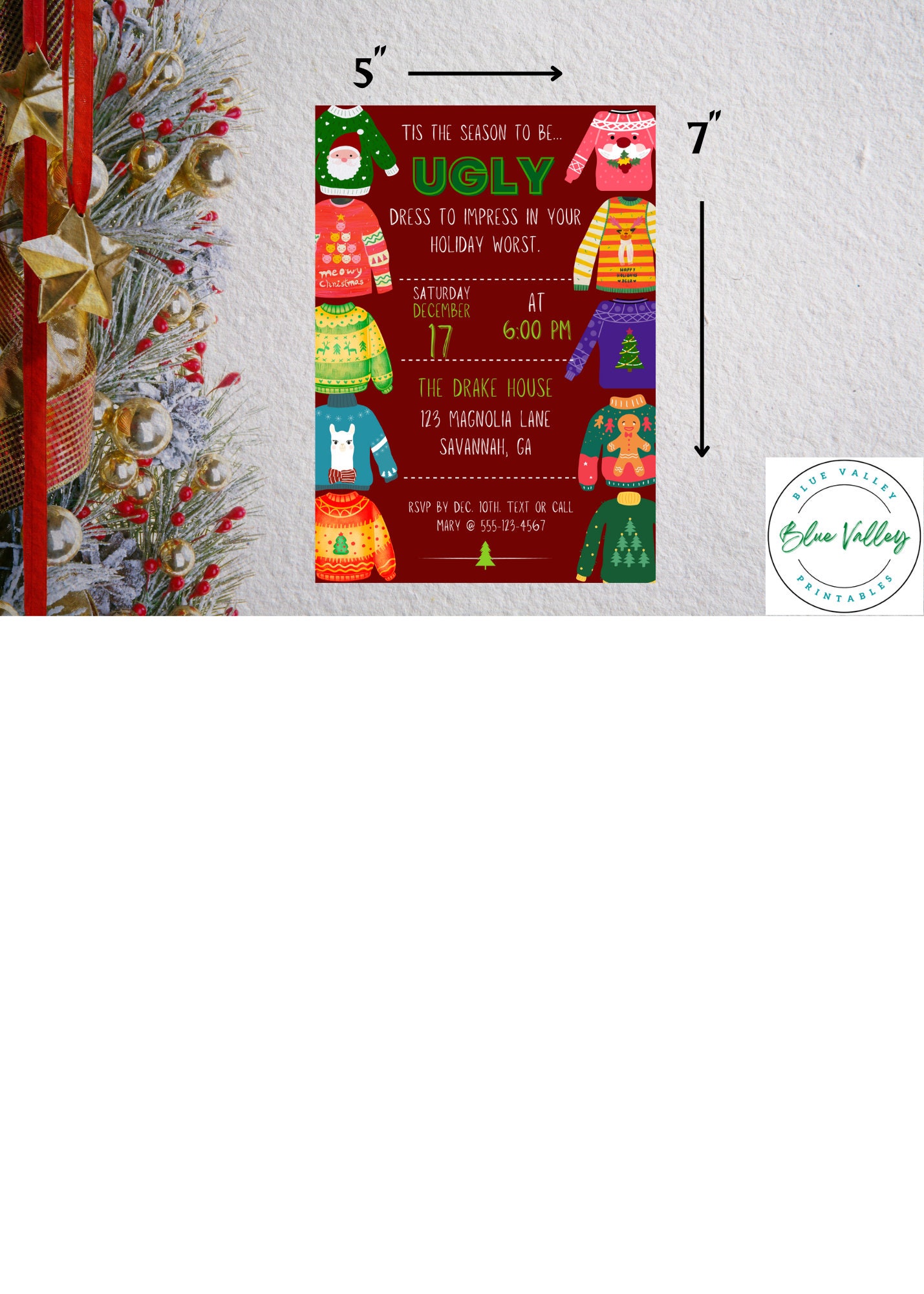 Christmas Party Invitation Template, Digital Download, Holiday ...