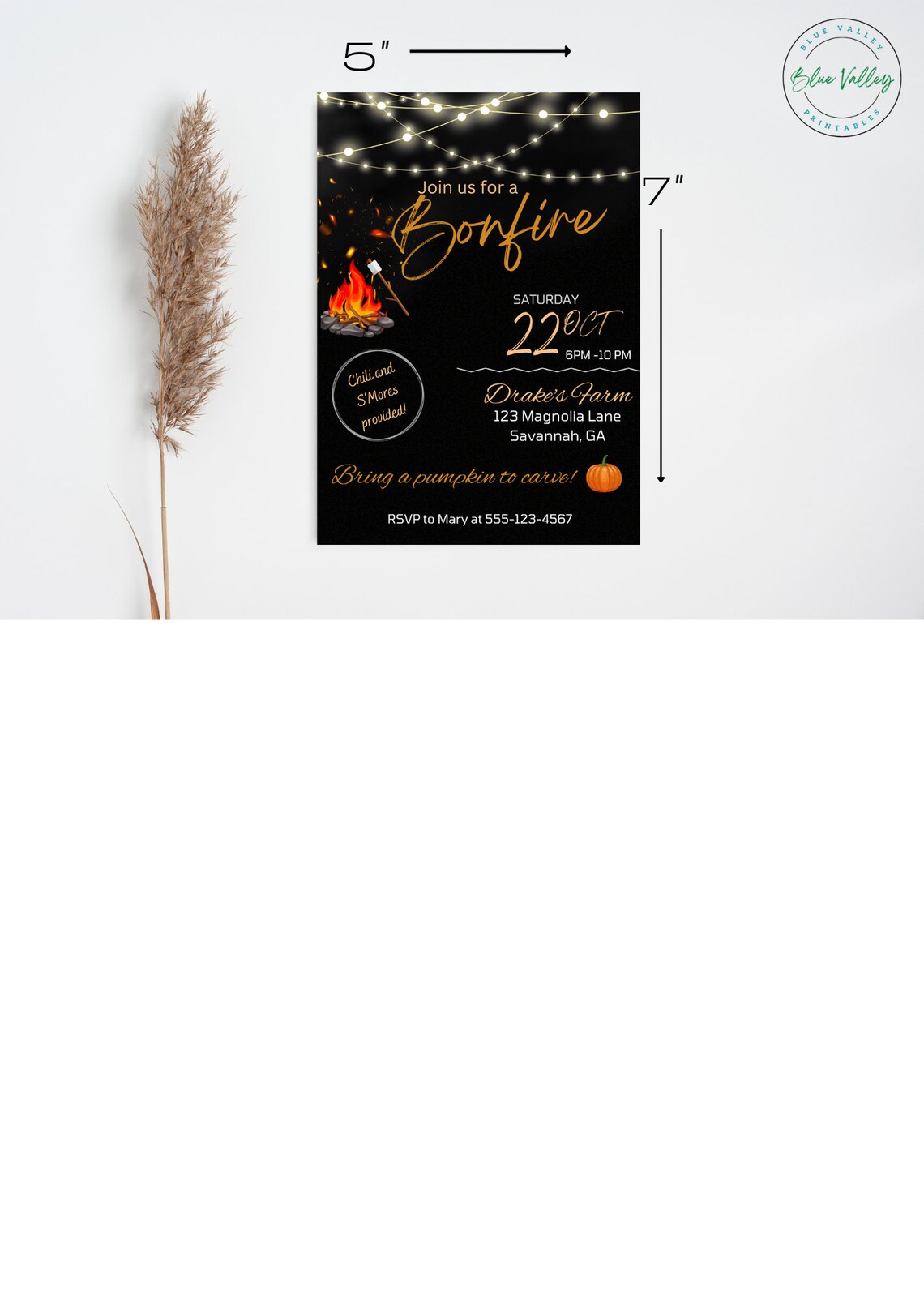 Bonfire Party Invitation Template, Digital Download, Printable ...