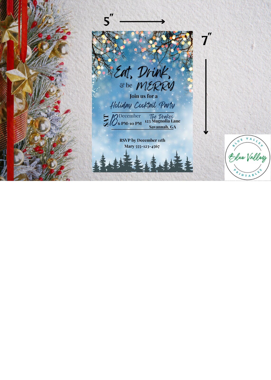 Christmas Party Invitation Template, Digital Download, Holiday