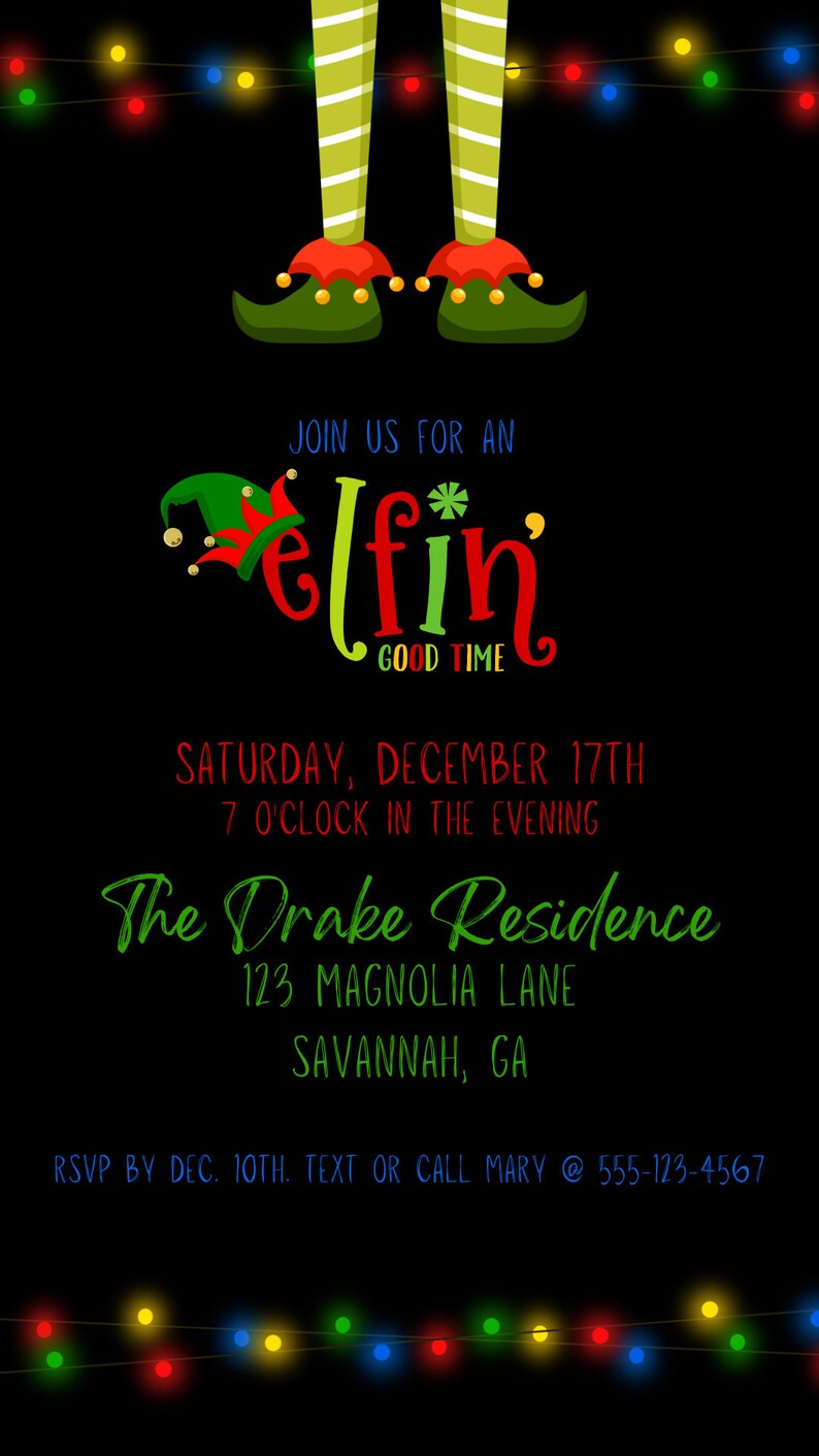 Christmas Party Invitation Template, Digital Download, Holiday