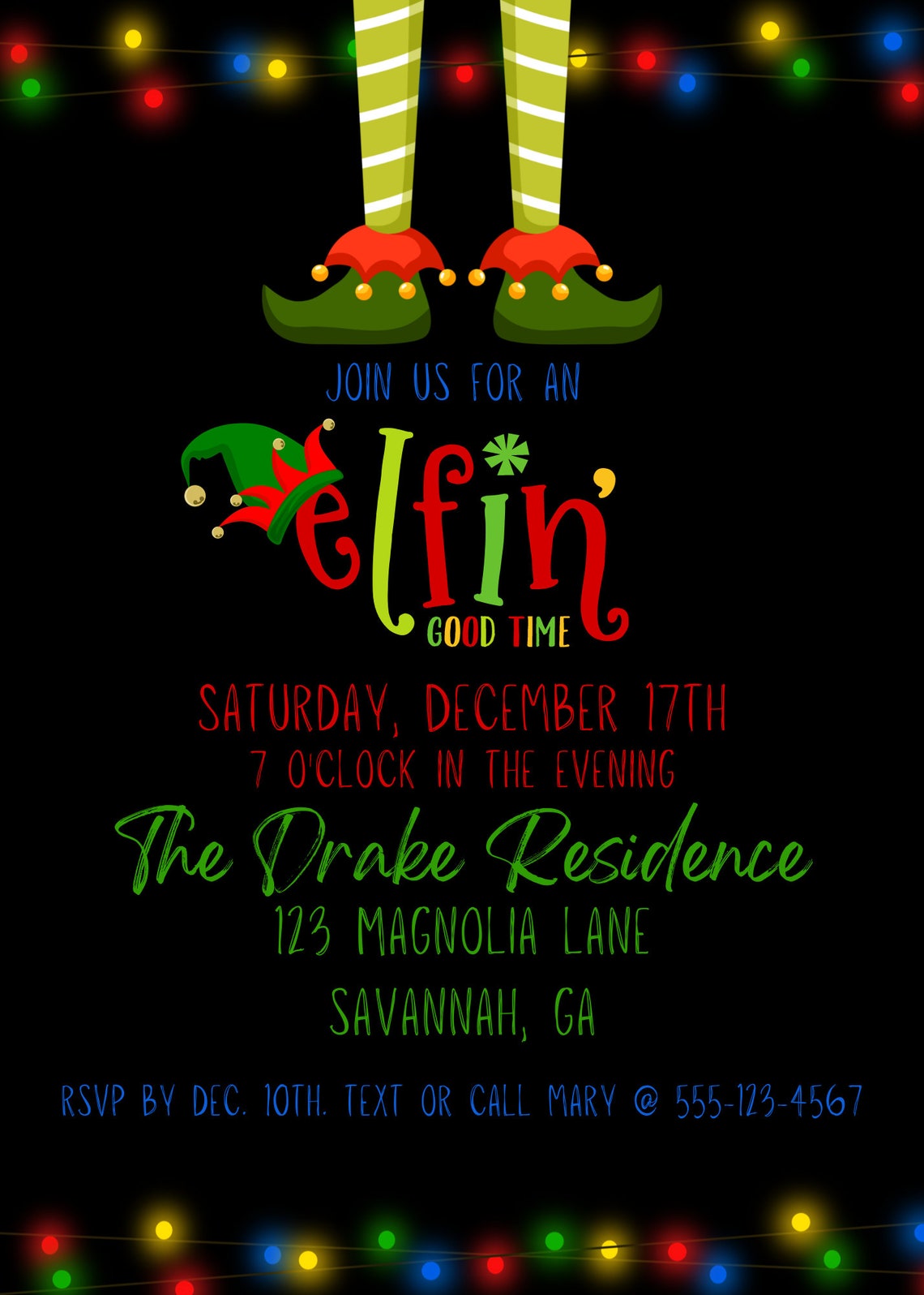 Christmas Party Invitation Template, Digital Download, Holiday