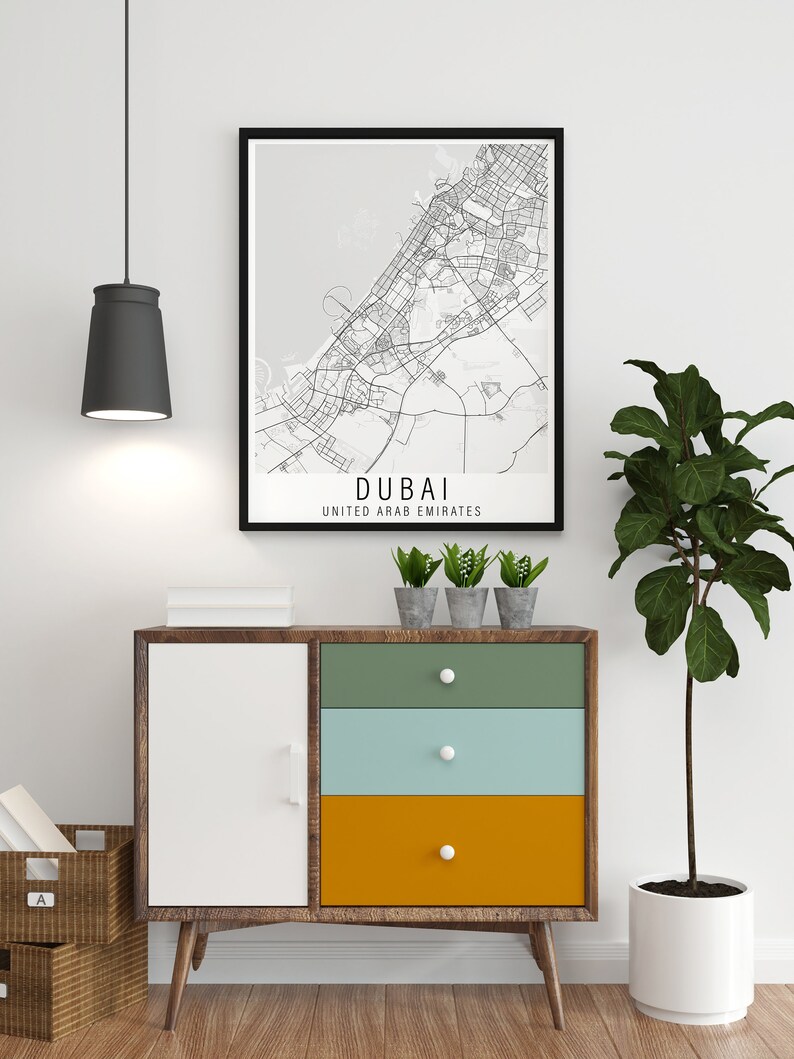 Dubai Map United Arab Emirates City Map Print UAE Map Etsy