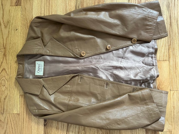 vintage tan leather blazer - image 2