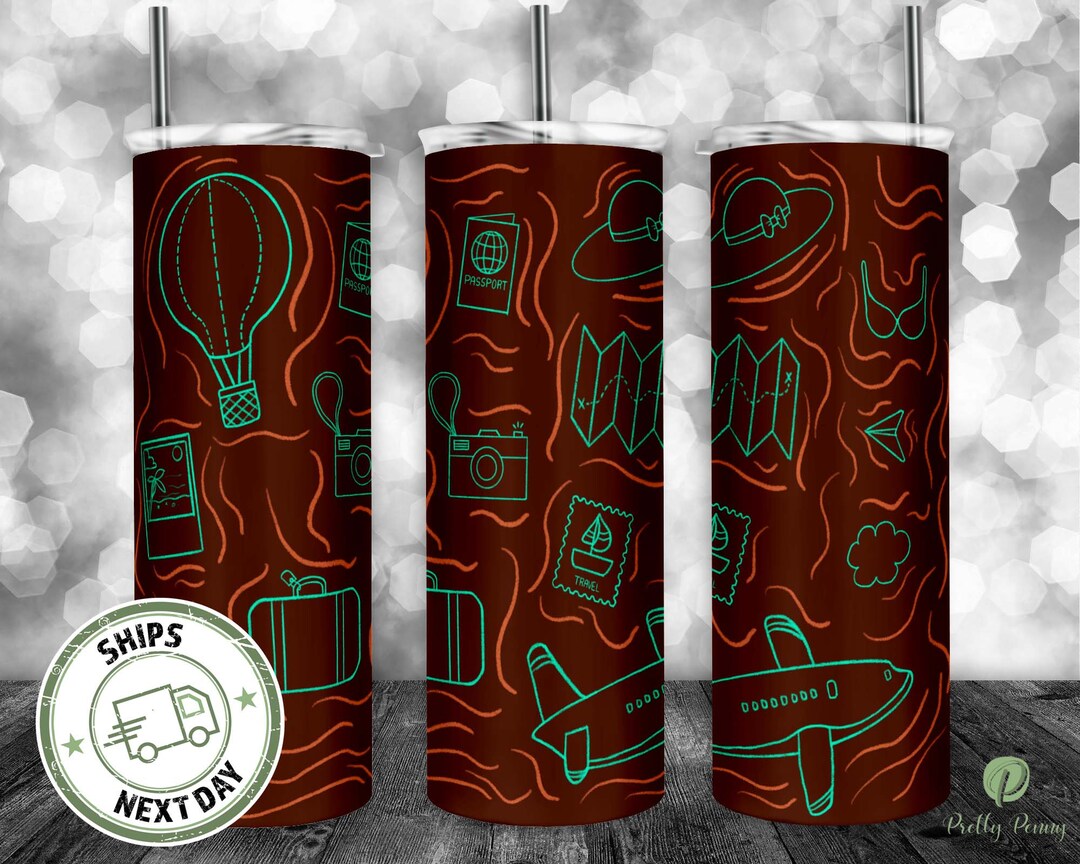 Airport Travel Tumbler, Aesthetic Travel Mug, 20 Oz Straight Tumbler With Straw, Family Vacation