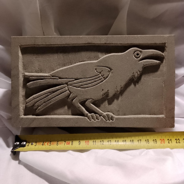 Nevermore! Crow cawing sculpture. Hand carved Scottish stone. Ideal gift for crow lovers everywhere!