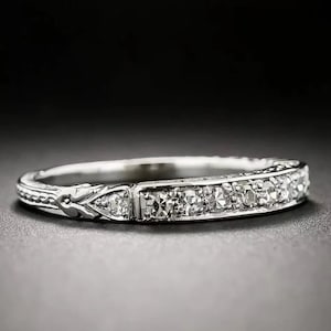 Vintage Retro Circa 1880s Art Deco Diamond Wedding Band Ring, Anniversary Ring Stackable Band, Diamond Eternity Ring, Stackable Band.