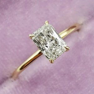1.0 Ct Radiant Cut Moissanite Engagement Ring, Radiant Engagement Ring, Hidden Halo Wedding Ring,Bridal Ring,Anniversary Gift,Ring For Women