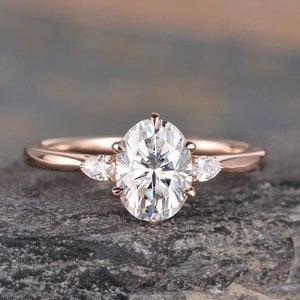 1,25 kt ovale moissaniet verlovingsring, ovale verlovingsring, peer-diamantencluster verlovingsring, trouwring voor vrouwen, cadeau voor ring.
